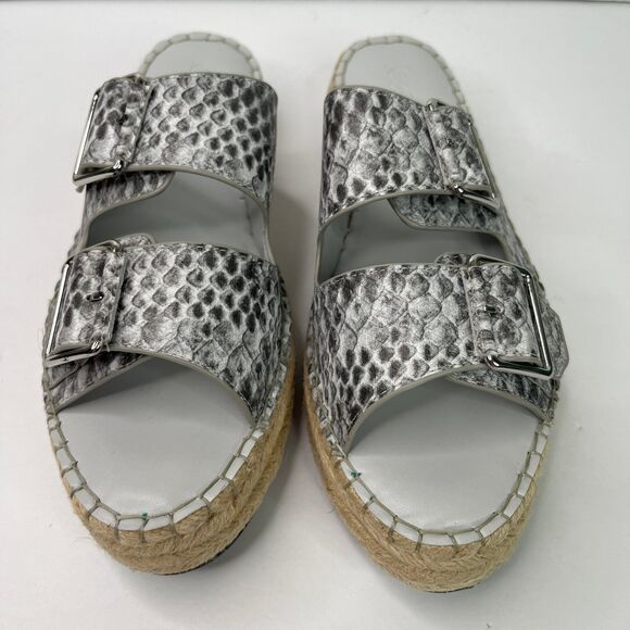 Logo Lori Goldstein Grey White Snake Leather Lindsay Slide Sandal New #514 - Picture 3 of 12